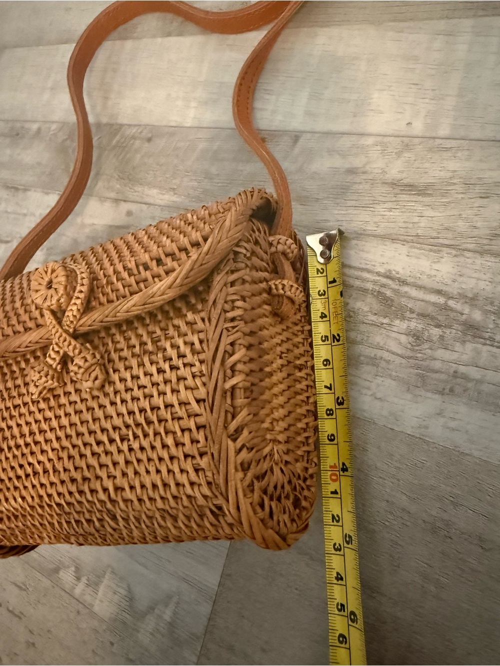 Mini Woven Straw Crossbody Bag - Leather Strap - Picture 8 of 13